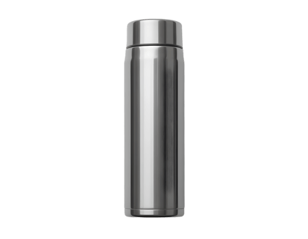 Metal thermos bottle mockup, isolated on transparent background, 3d render png