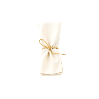 White napkin with a gold bow on a transparent background png
