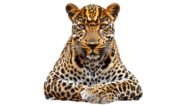 Leopard resting in a comfortable position png
