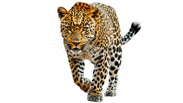 Leopard walking confidently in natural habitat png