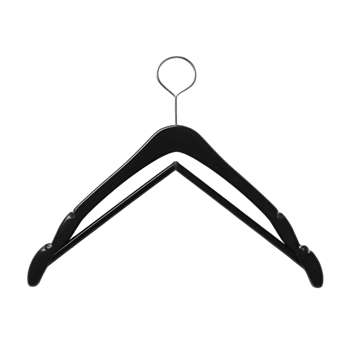 Black plastic clothes hanger isolated on transparent background png