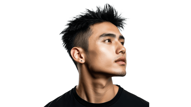 Portrait of a man with stylish hairstyle png