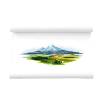 Parchment with mountain landscape on transparent background png