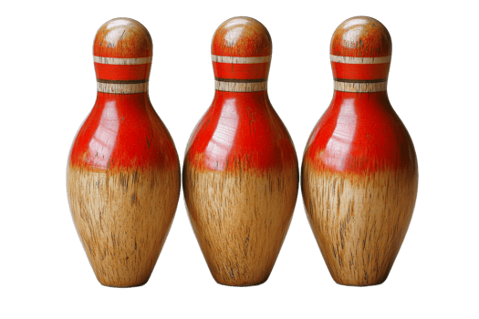 Red and brown vintage bowling pins png