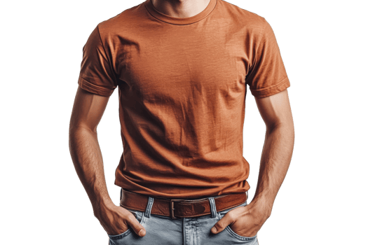 Casual style showcases a man in a brown t shirt png