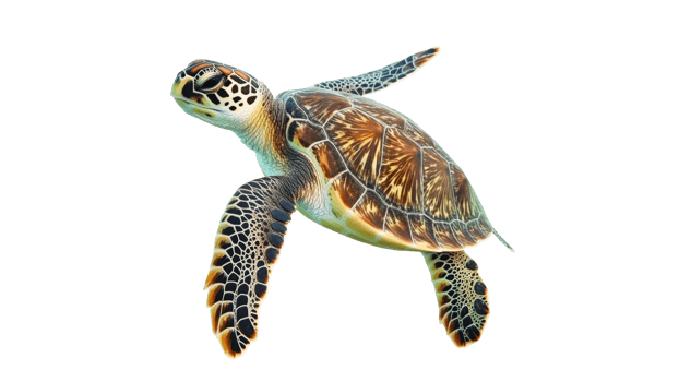 Green turtle gracefully swimming in ocean water png