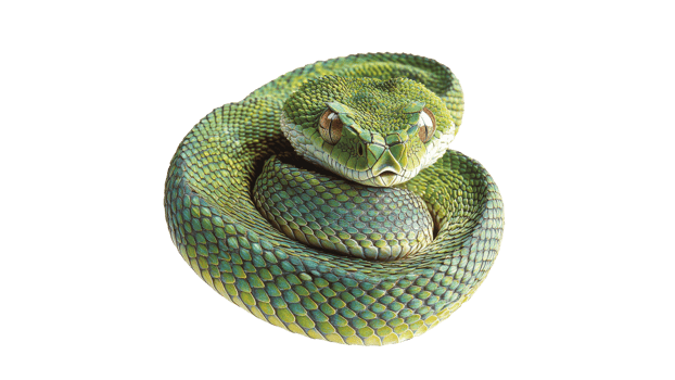 Vibrant green snake resting in natural posture png