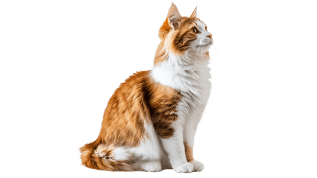 Graceful cat with fluffy coat and bright eyes png