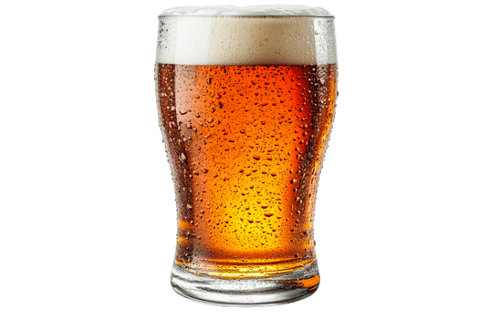 Refreshing amber beer in a chilled glass png