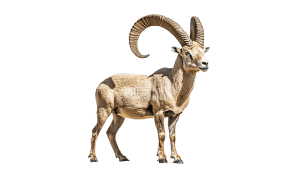Proud mountain goat with big horns png