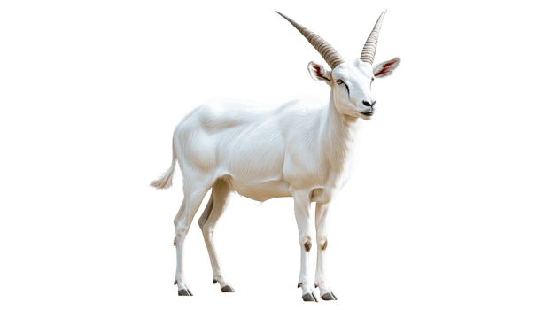 White goat standing cut out on transparent background png