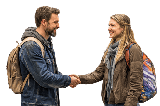 Two people shake hands in a friendly meeting png