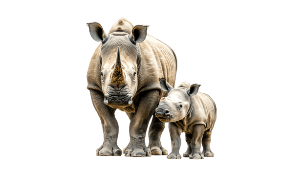 Mother and baby rhinos in nature png