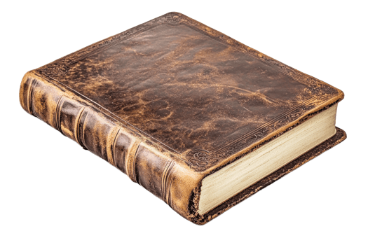 Leather bound book resting on a flat surface png