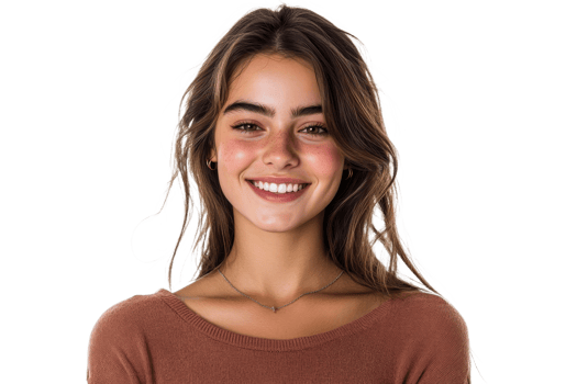 Young woman smiling with natural beauty indoors png