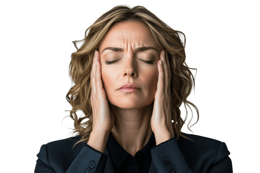 Woman experiencing stress in professional setting png