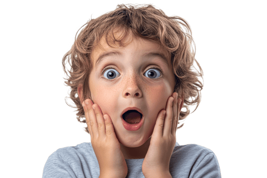 Childs wide eyed surprise png