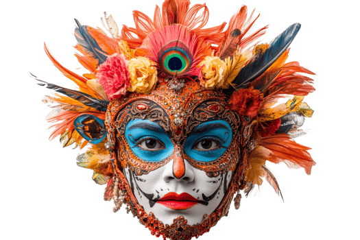 Colorful feathered mask for celebration png