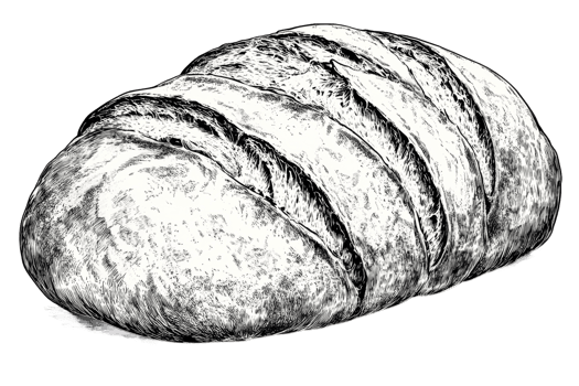 Golden crust loaf, freshly baked slices png