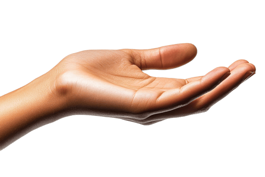 Open hand reaching out for connection and support transparent png