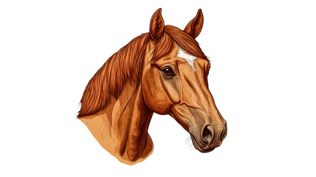 Horse with chestnut mane and expressive eyes png