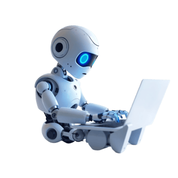Modern Robot with Laptop, Engaged in Digital Communication png