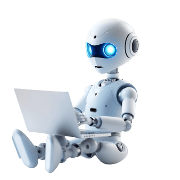 Advanced Robot with Laptop, Representing Future of Work png