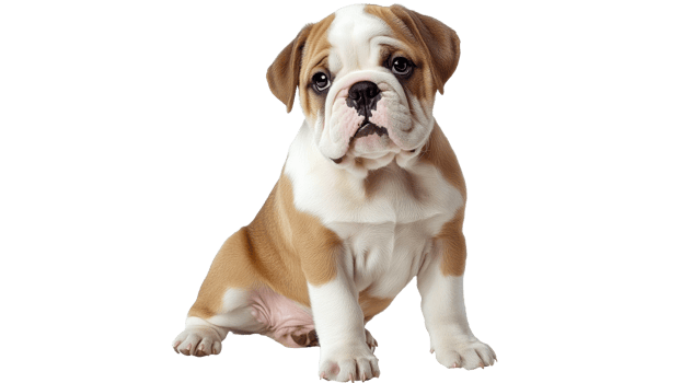 Adorable bulldog puppy sitting and looking cute png