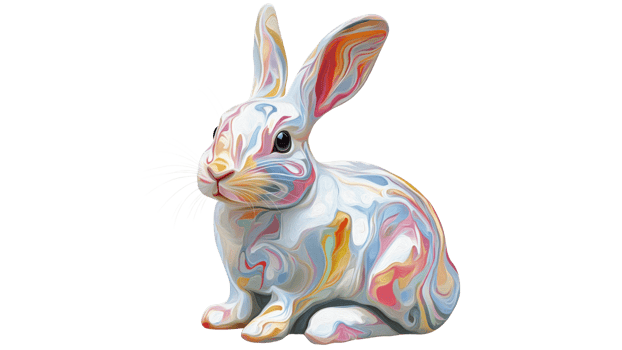 Swirly patterned colorful rabbit art png