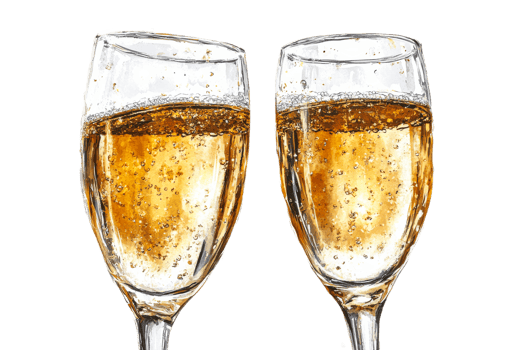 Cheers with two sparkling glasses png