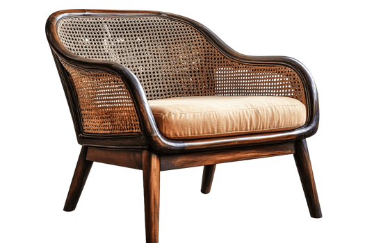 Cushioned rattan chair for style comfort png