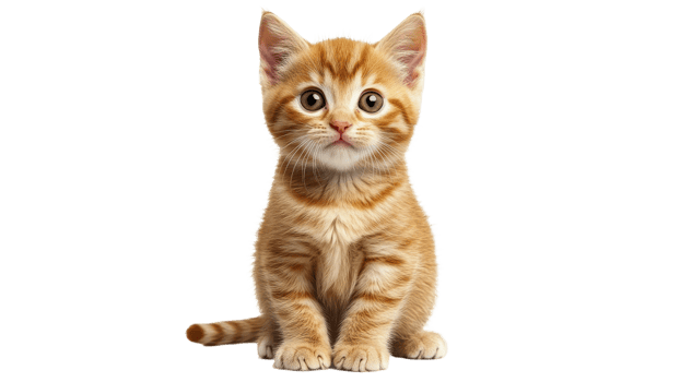 Cute orange kitten with big eyes sitting calmly png