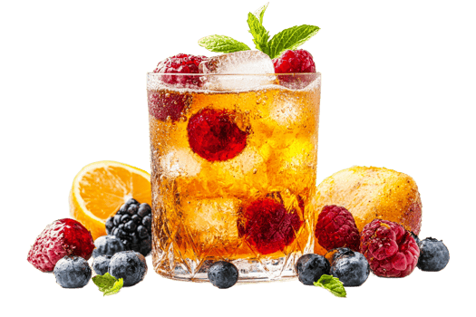 Refreshing berry iced drink garnished with mint png