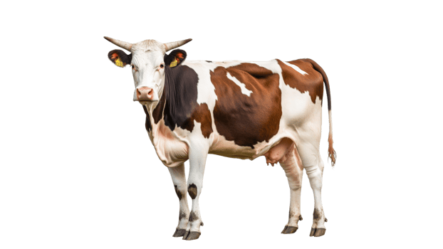 Cow standing on a farm during daylight hours png