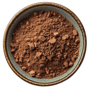 Close Up View of Rich Cocoa Powder in a Decorative Bowl Capturing Textures and Natural Colors for Culinary Use png
