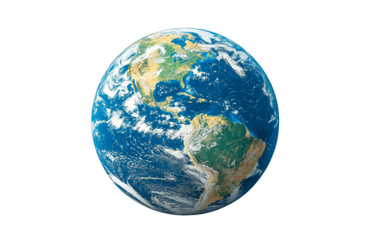 View of Earth from space showcasing continents png
