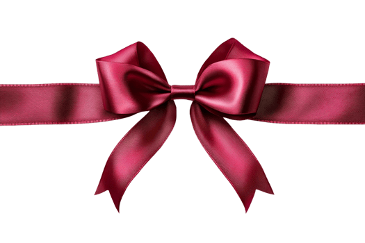 Elegant red ribbon bow with satin finish design png