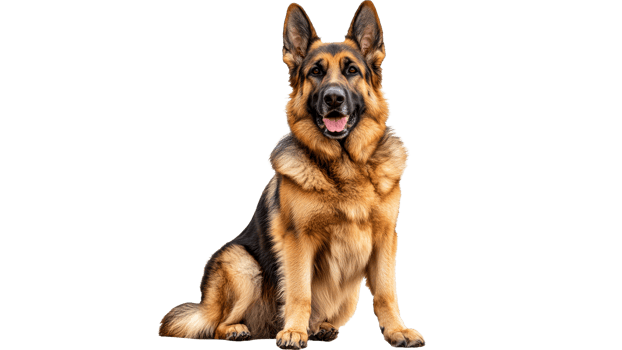 German shepherd sitting proudly with a smile png