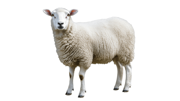 White sheep standing on a white background png