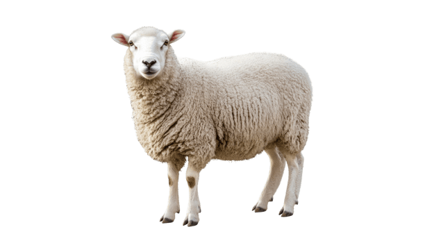 Sheep standing calmly cut out on a transparent background png