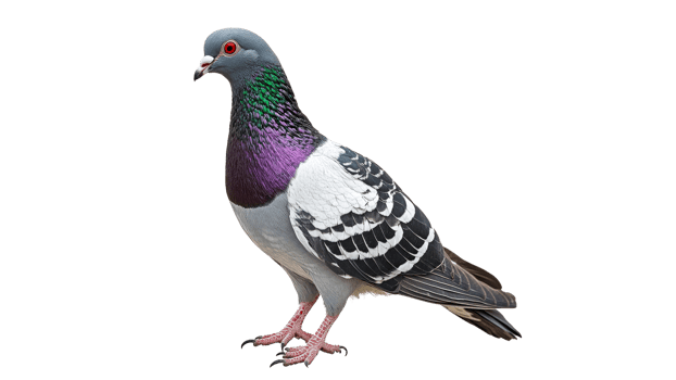 Colorful pigeon standing gracefully on a surface png