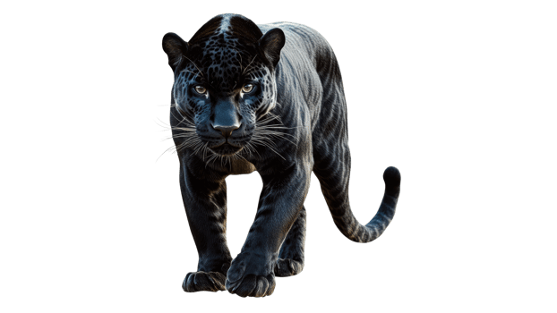 Elegant black panther prowling in the wild png