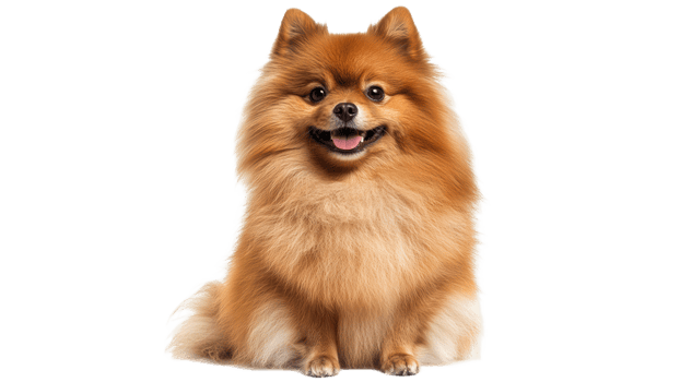 Smiling fluffy Pomeranian on white png