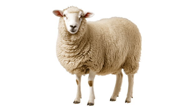 Soft and fluffy sheep standing on white background png