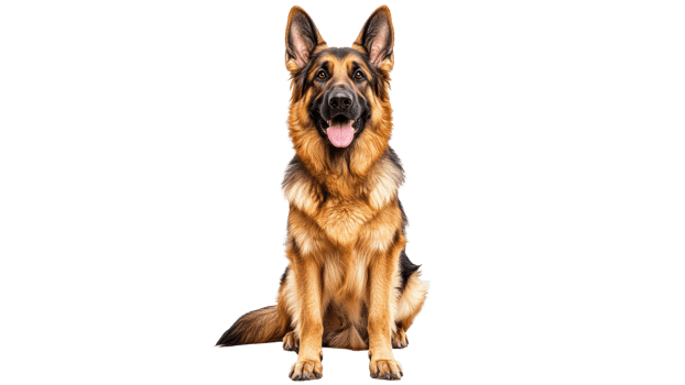 German shepherd sitting happily at home png