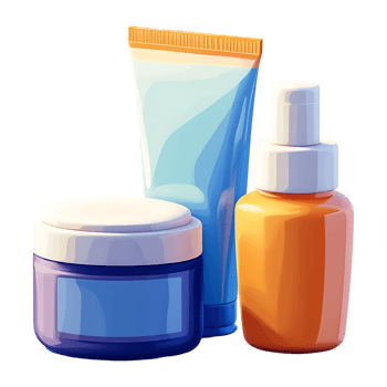 Tube of sunscreen, a tube of moisturizer and a tube of lotion png