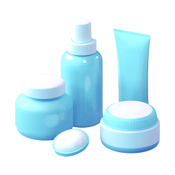 Set of blue cosmetic products on a transparent background png