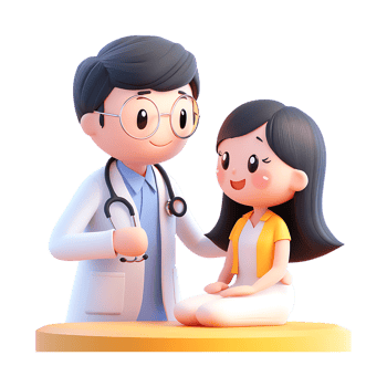 Doctor and patient, cartoon illustration, transparent background png