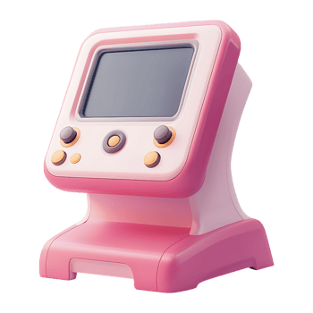 Pink computer with a screen on top png
