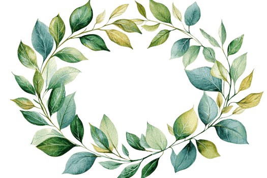 Leaf wreath design with varied foliage png